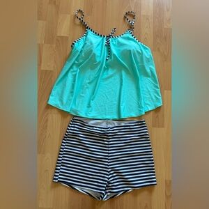 Womens Shein XL 2 Pc Swimming Suit Tankini High Waisted Bottom